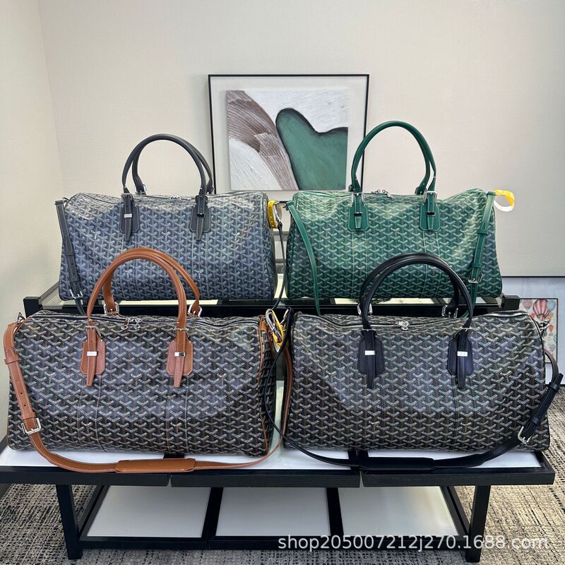 Goyard large-capacity travel bag, luggage storage bag, hand-held travel tote bag, dog-tooth pattern bag