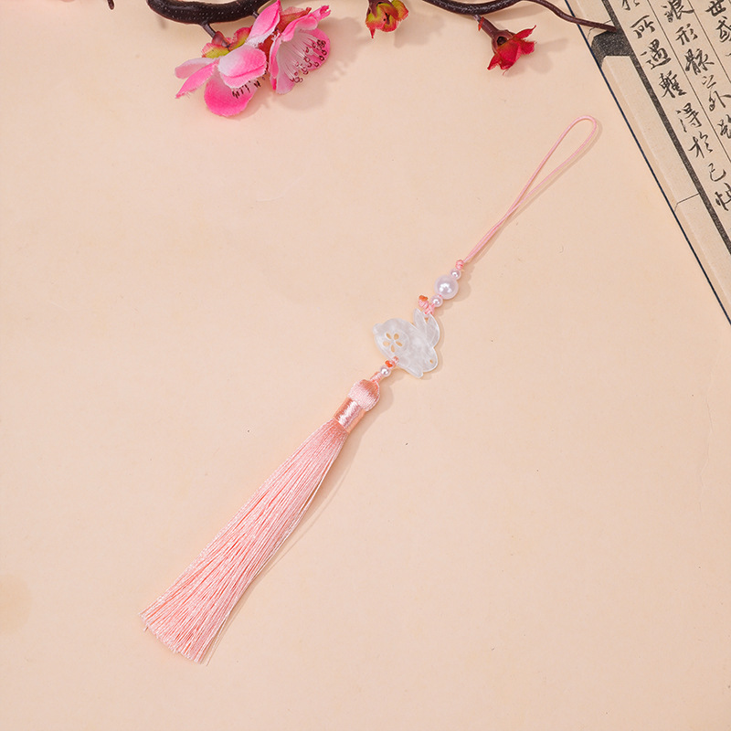 中秋节醋酸白玉兔子流苏流苏吊坠古风汉服旗袍腰佩压襟服装辅料|undefined