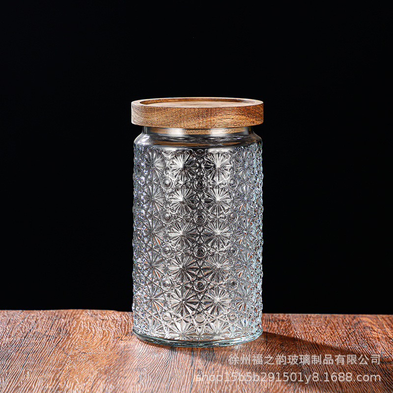 Nuevo relieve Begonia flor de vidrio sellado lata de almacenamiento de dulces snack frutas secas frasco almacenamiento lata de almacenamiento