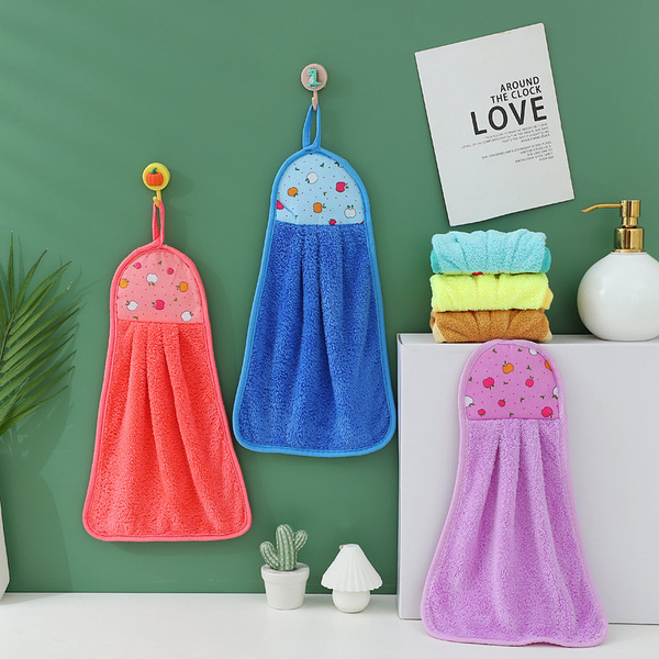 Coral velvet hand towel hanging style kitchen thickened cleaning…