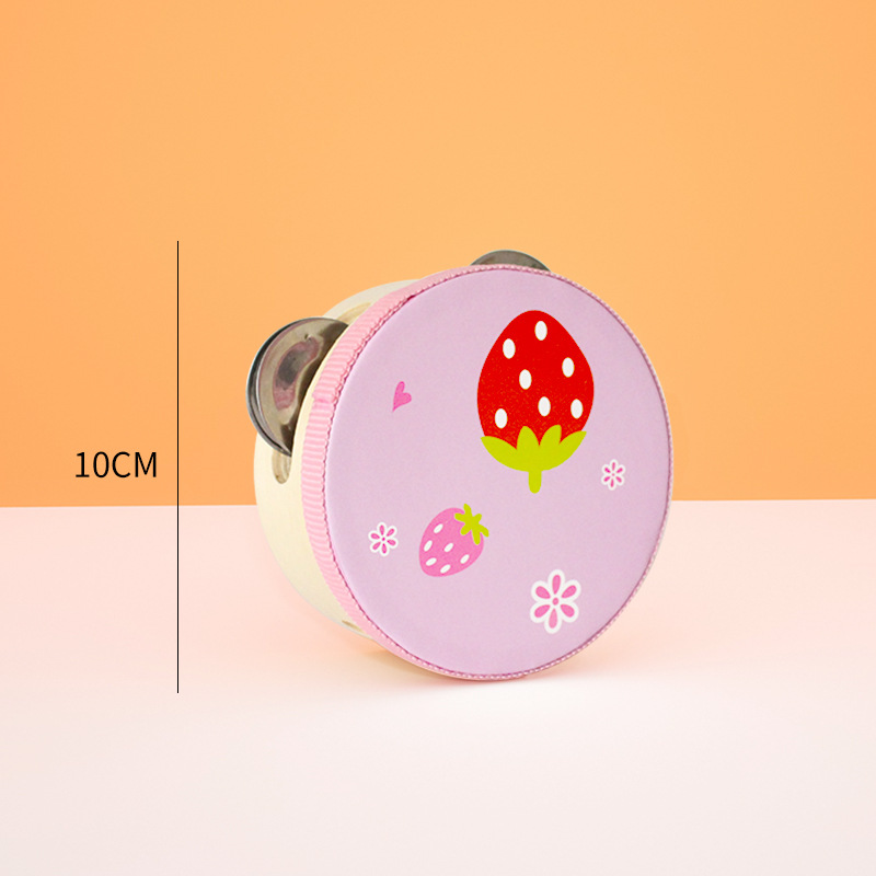 Fábrica al por mayor de madera de tamaño pequeño tambor de timbre de juguete instrumento musical para niños jardín de infantes educación temprana tambor de mano música tambor de mano