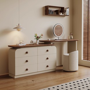 Middle Ancient Solid Wood Dressing Table Storage Cabinet Integrated Cream Simple Bucket Cabinet Bedroom End Cabinet Vintage Makeup Table Storage