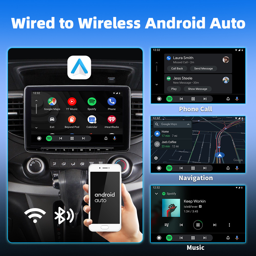 CarPlay adapter for in-car use: instantly converts wired connections to wireless, enabling seamless connectivity between your car and your device, with lossless installation