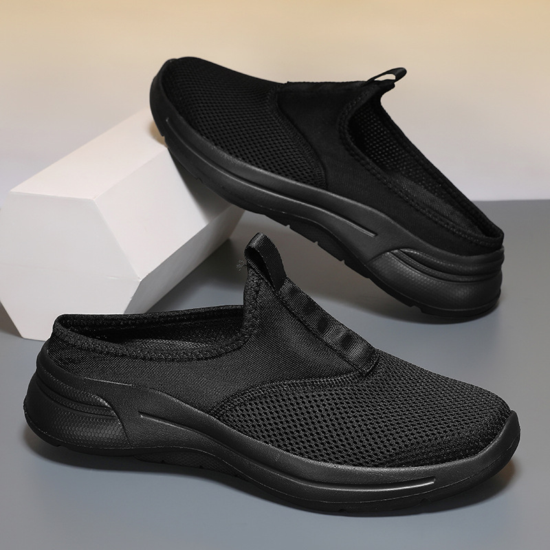 Comercio exterior transfronterizo de gran tamaño en nombre de la red de turismo al aire libre, todo negro, medio arrastre, zapatos casuales de gran tamaño, zapatillas ligeras de suela suave para hombres