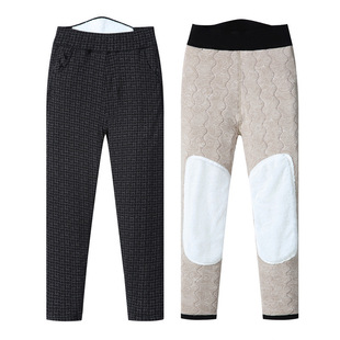 Middle-aged and Elderly Women's Pants Winter fleece-lined Thickened Warm Pants Three-layer Thickened Cotton Pants Women's Pants High Waist Knee Protection Waist Protection