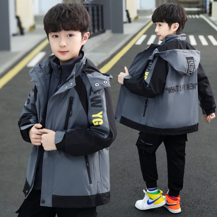 (2개) 남학생 3 대 1 충전 옷 분리형 2024 가을 · 겨울 새 어린이 방풍 재킷 대형 어린이 기모 윈드브레이커