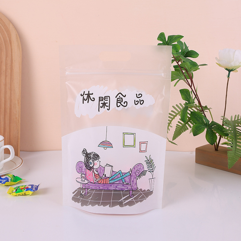 スポットプラスチック真空スナック複合袋食品グレードの包装袋ビスケットスノーフレーク透明自立ジップロック袋|undefined