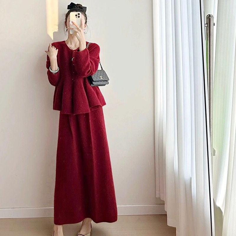 时尚深冬装搭配一整套毛衣针织裙两件套女2025年新款感小个子套装|undefined