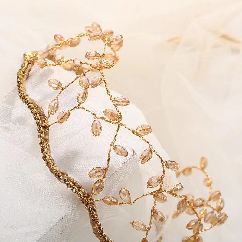 Fashion Leaf Iron Inlay Crystal Rhinestones Hair Band