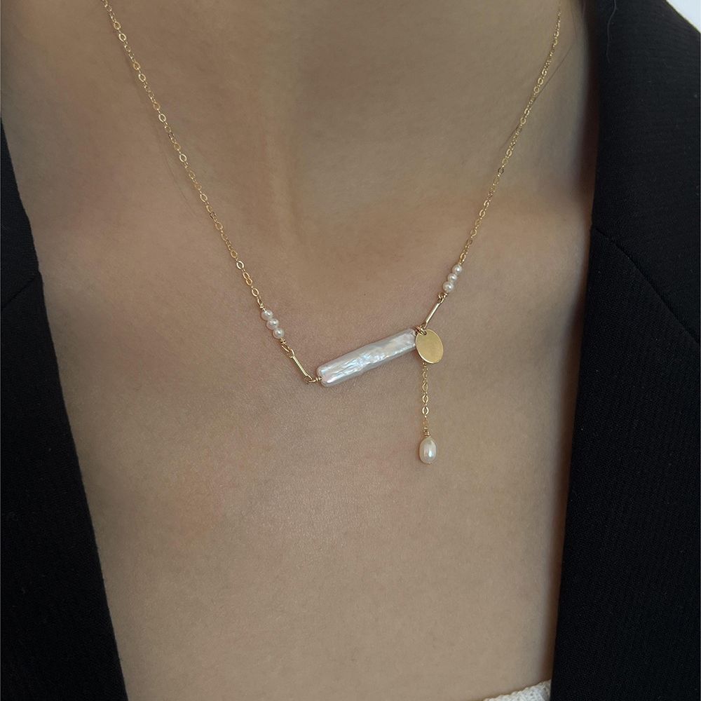 Elegant Baroque Pearl Choker, Premium Freshwater Pearl Pendant, Exquisite Adjustable Design, Silver Gold Plated Fine Jewelry For Women RuiXian/ins Nat_voghion.com