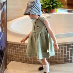 女兒童純亞麻小眾復古花邊蕾絲氣質連衣裙寶寶洋氣長袖公主裙長裙