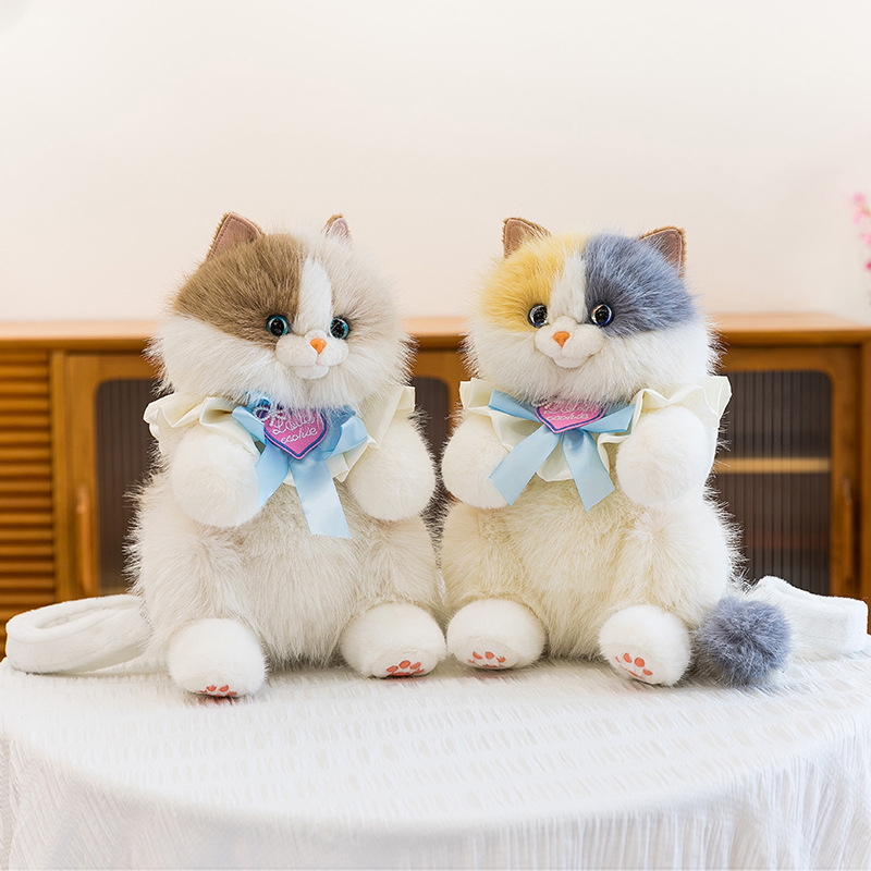 New Genuine Cute Calico Cat Doll Backpack with Bib Ragdoll Cat Plush Doll Birthday Gift Batch