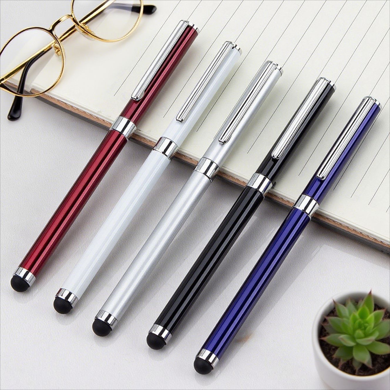 Touchscreen Metal Signature Pen with Logo, Capacitive Gel Pen 0.5mm, Business Promotional Gift Ballpoint Pen Wholesale