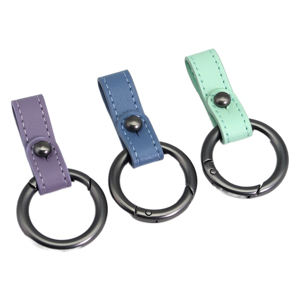 Cross-Border Hot-Selling Stitched Leather Keychain Ring Car Key Cover Leather Buckle Compatible with Mercedes-Benz and Bmw Key Cases