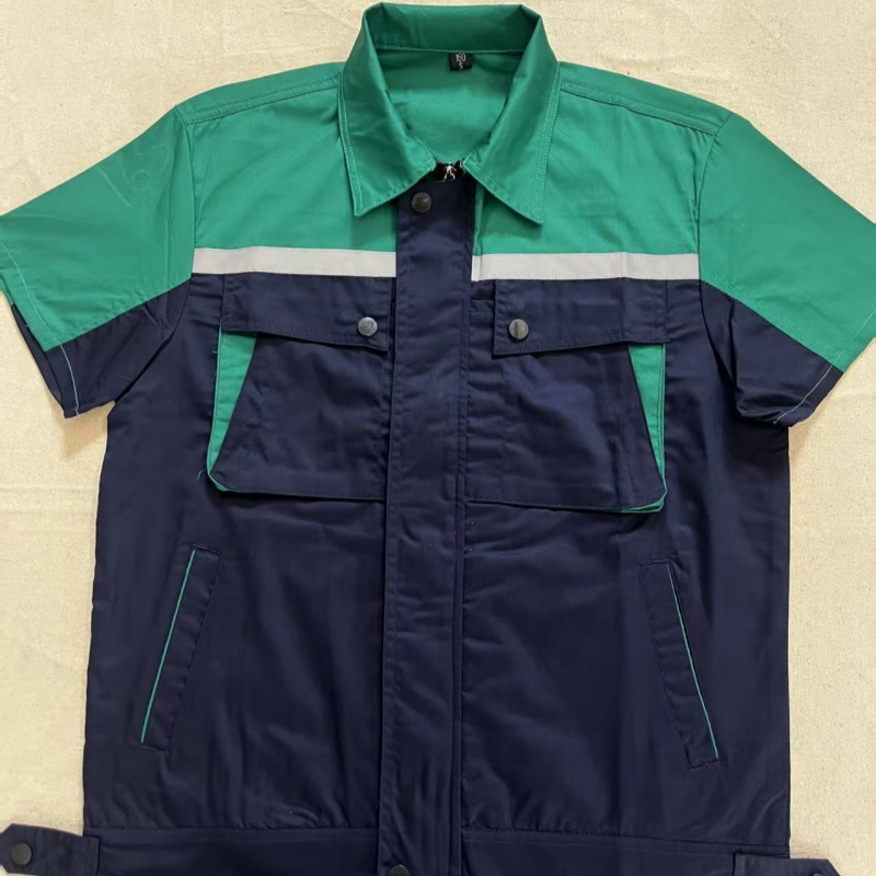Summer Short Work Clothes Set, Work Clothes That Are Wear-Resistant and Stain-Resistant, Labor Protection Clothing, Comfortable and Breathable, Printed Logo Work Clothes, Short-Sleeved