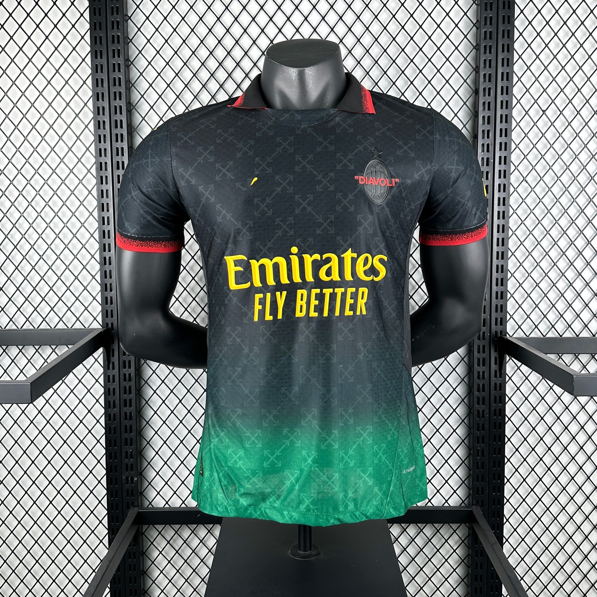 Off-White x Puma x AC Milan 2024/25 Player Version Monogram Jersey Black/Green