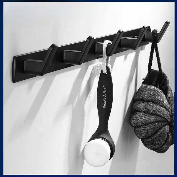 Nordic Style Black Bathroom Towel Hook, No-Drill Kitchen Storage Hook, Clothes Hook, Space Aluminum Wholesale