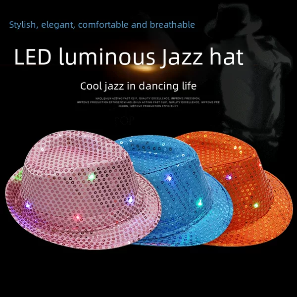 LED sequins luminous Jazz Hat Stage Children's Festival performance props flash cowboy gift hat