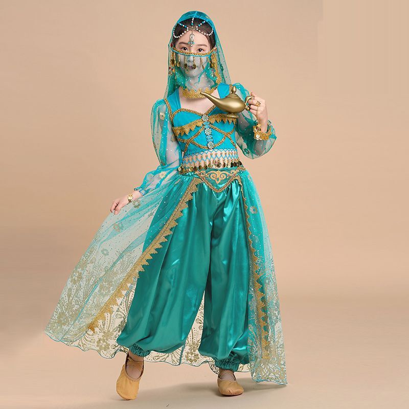 Children's Indian Dance Costumes Jasmine Princess Exotic Chorus Costumes Girls Stage Long-Sleeved Performance Costumes Children's Indian Dance Costumes Jasmine Princess Exotic Chorus Costumes Girls Stage Long-Sleeved Performance Costumes