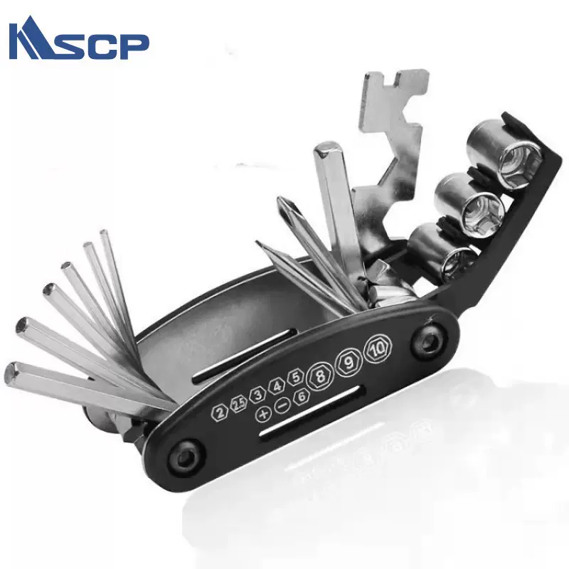 山地车维修工具补胎套装组合多用型扳手六角折叠便携轮胎公路车