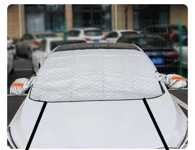 [Upgraded Thickeneded with Windproof Rope] Car Snow Cover, Sun Protection, Snow and Dust Protection Car Cover Half Body Cover
