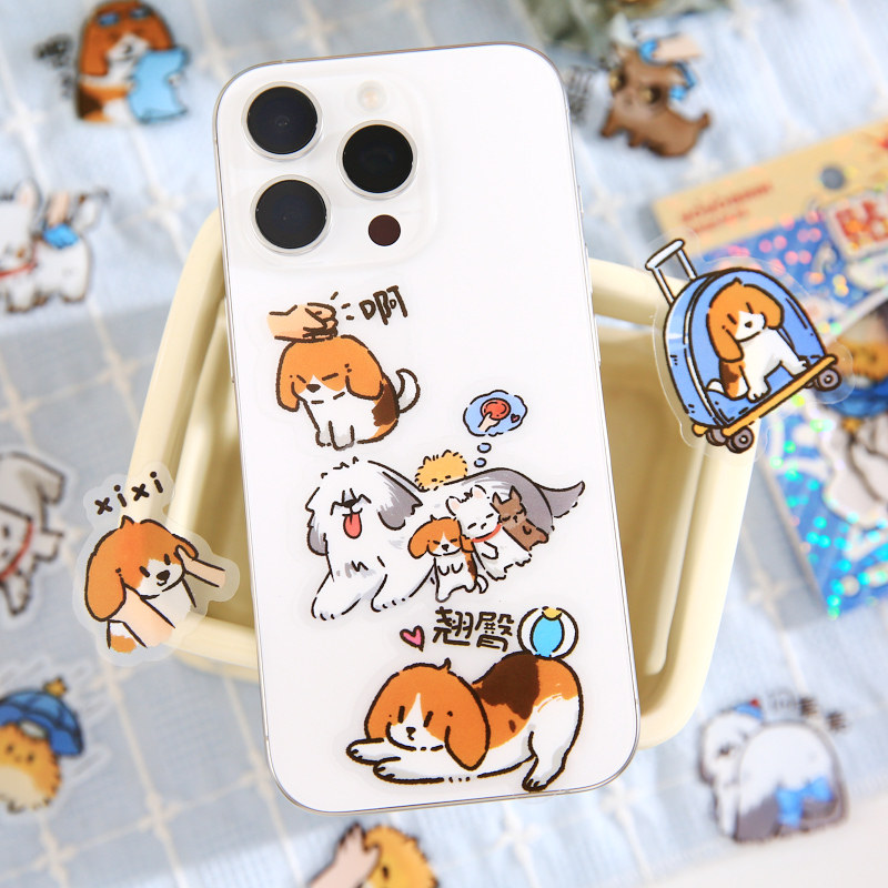 Paquete de pegatinas Youyou Brin Estación de emociones para perros Paquete de emoticonos para cachorros divertidos Pegatinas de texto de bendición Decoración diaria