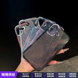 适用iPhone16proMax闪粉渐变手机壳水钻苹果14女神款15防摔保护套