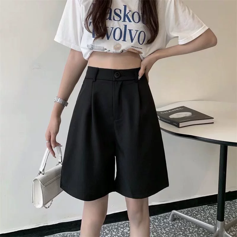 Fashionable loose-fit shorts, mid-rise city style, available in Grey and Black, sizes S-5XL
