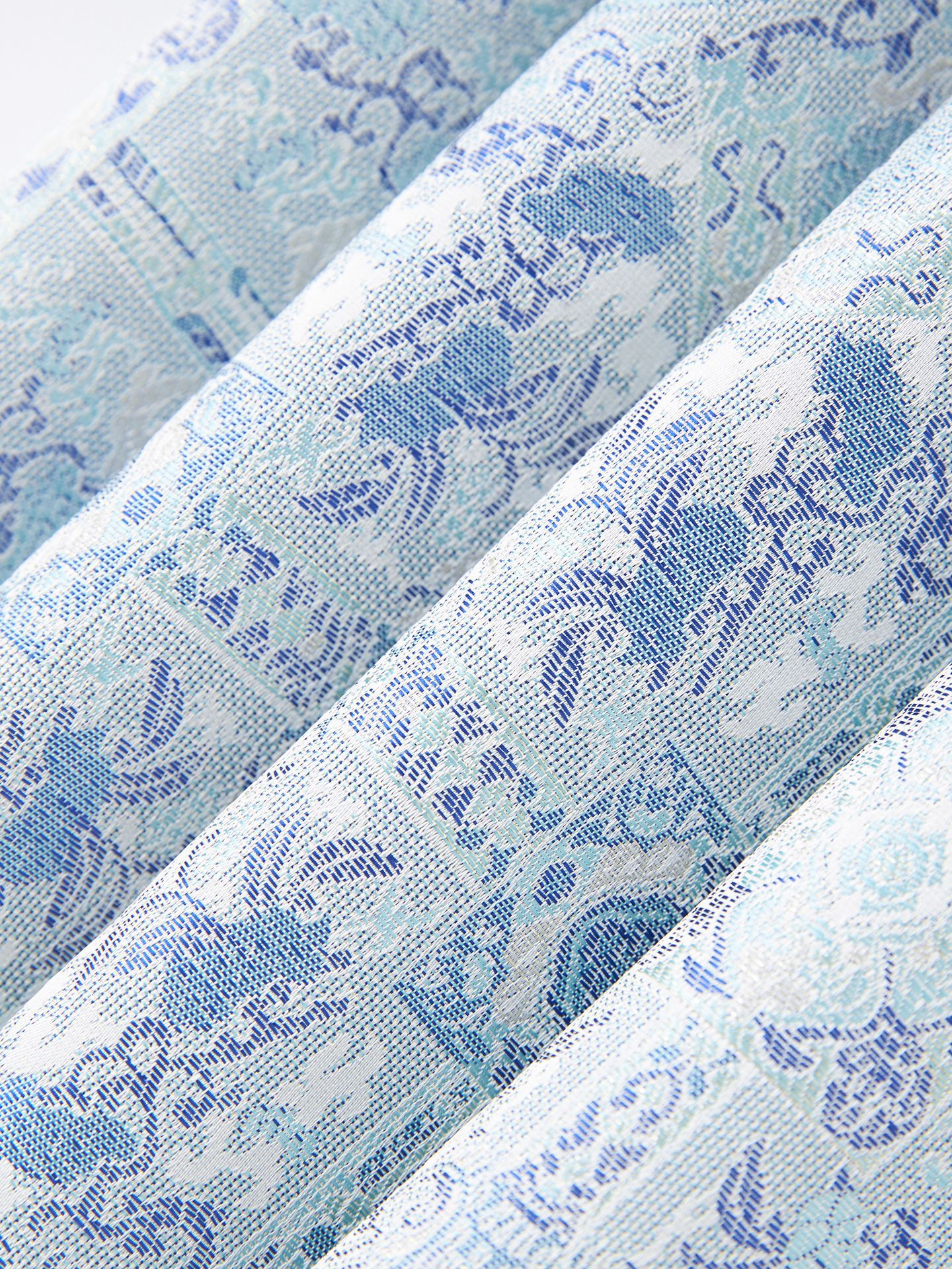 Váy chữ A jacquard lụa vàng phong cách quốc gia tay ngắn chất lượng cao — Màu xanh lam