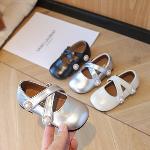 Girls Shoes 2024 Spring and Autumn New Princess Shoes Girls Shallow Mouth Performance Leather Shoes Chanel Style Retro Single Shoes Wholesale