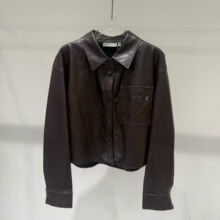 现货2026春季新款气质时髦可咖棕精英风短款皮衣外套女 1G8210992
