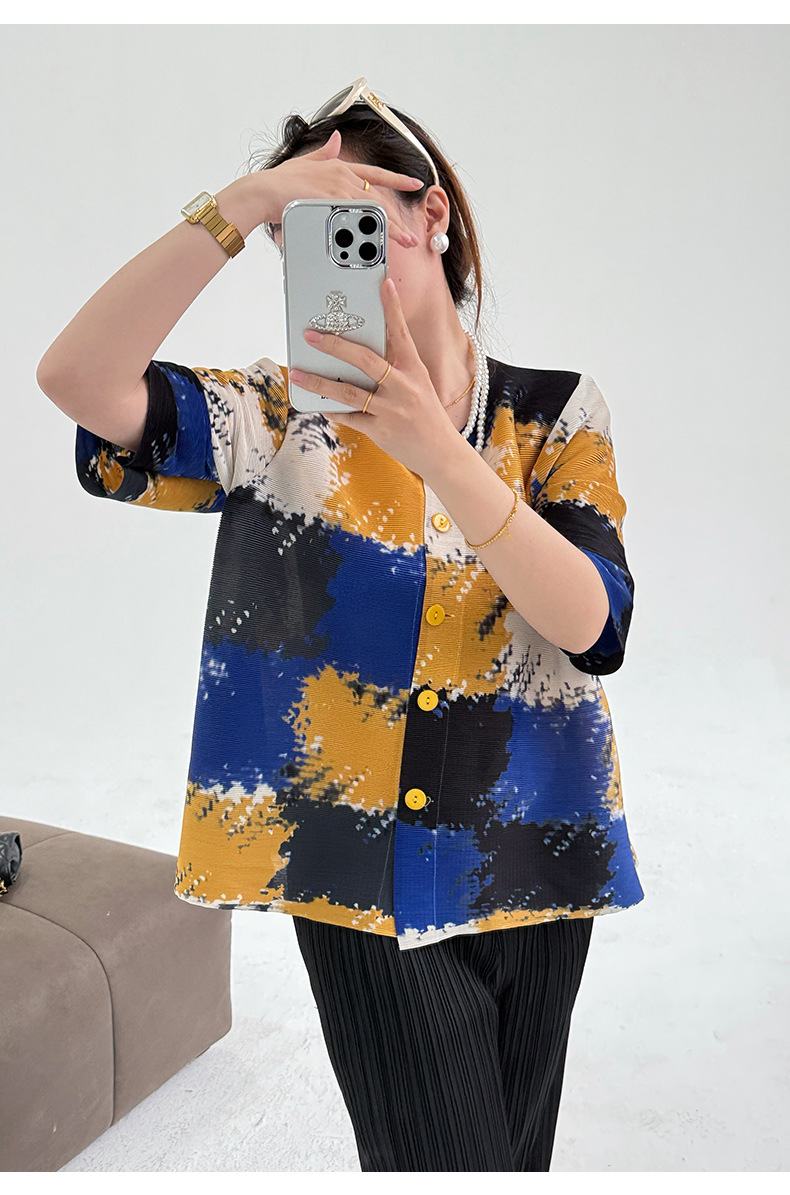 Áo khoác cardigan nữ họa tiết kẻ caro cổ tròn dáng rộng — hoa hồng đỏ chi tiết 7