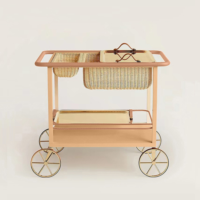 Mesa lateral del sofá, lujo ligero, sensación de alta gama, carrito móvil, mesa de centro, viento, red, mesa pequeña roja, estante, vagón comedor