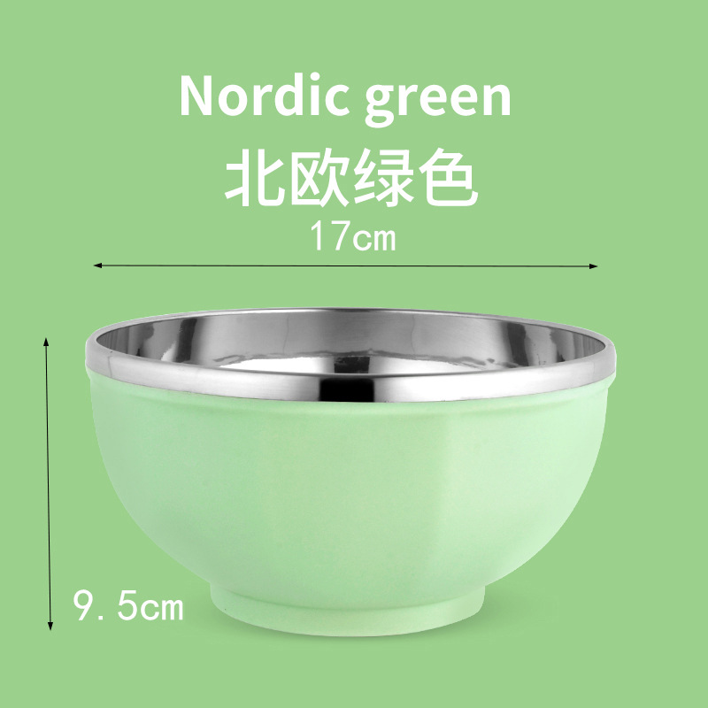 304 tazón de arroz de acero inoxidable de gran capacidad tazón de arroz kindergarten fábrica de aislamiento térmico tazón resistente a la caída de alto valor de color Estilo nórdico tazón