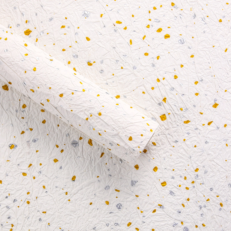 Papel de piedra de papel de papel de oro de plata de textura hecha a mano Papel plegado de textura ramo de flores de papel de embalaje Flores materiales de flor