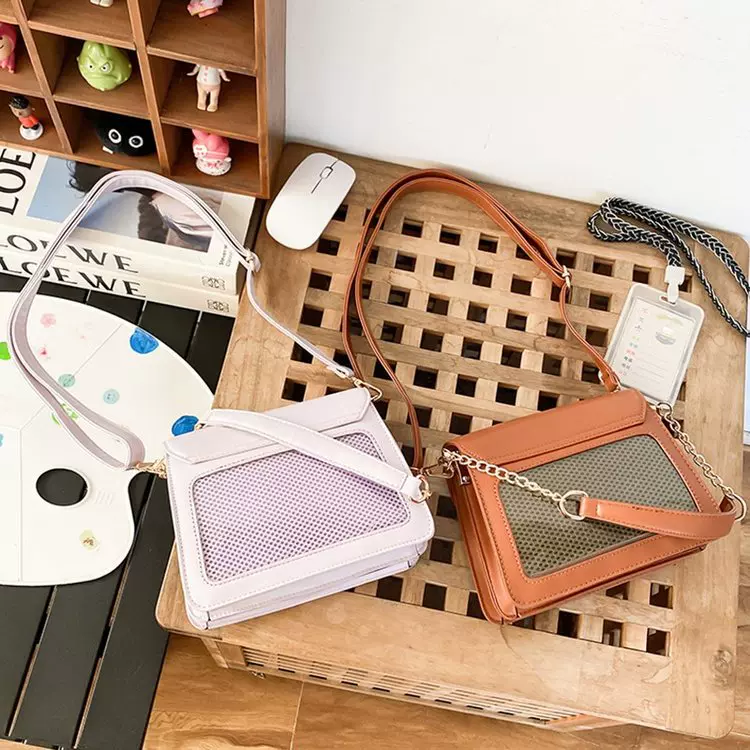 日系中食量少女痛包扎板吧唧包pu大容量斜挎包单肩手提包辣妹女包