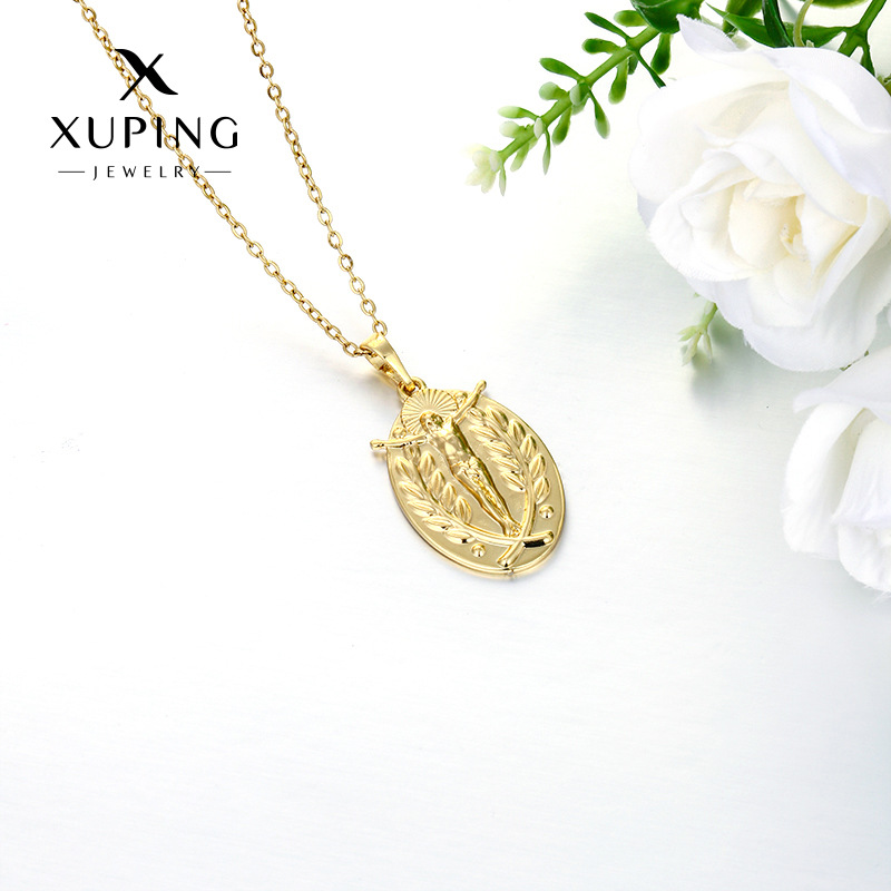Xuping nicho de diseño de collar de figura geométrica colgante de cobre chapado 14k collar de estilo personalizado
