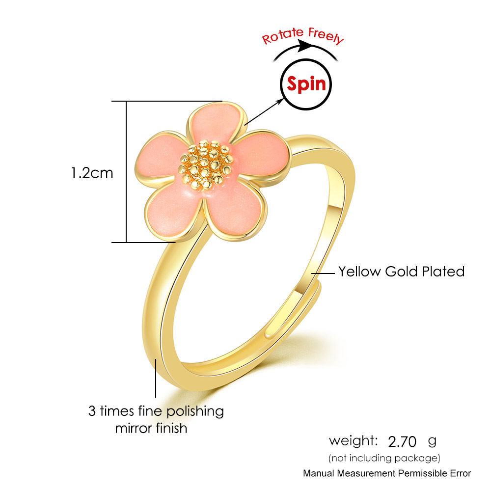 Fashion Flower Copper Polishing Enamel Plating Open Ring 1 Piece