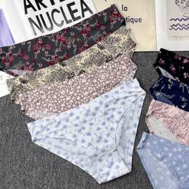 印花printing跨境外单性感贴胶内裤比基尼裤品牌内裤女大码女士