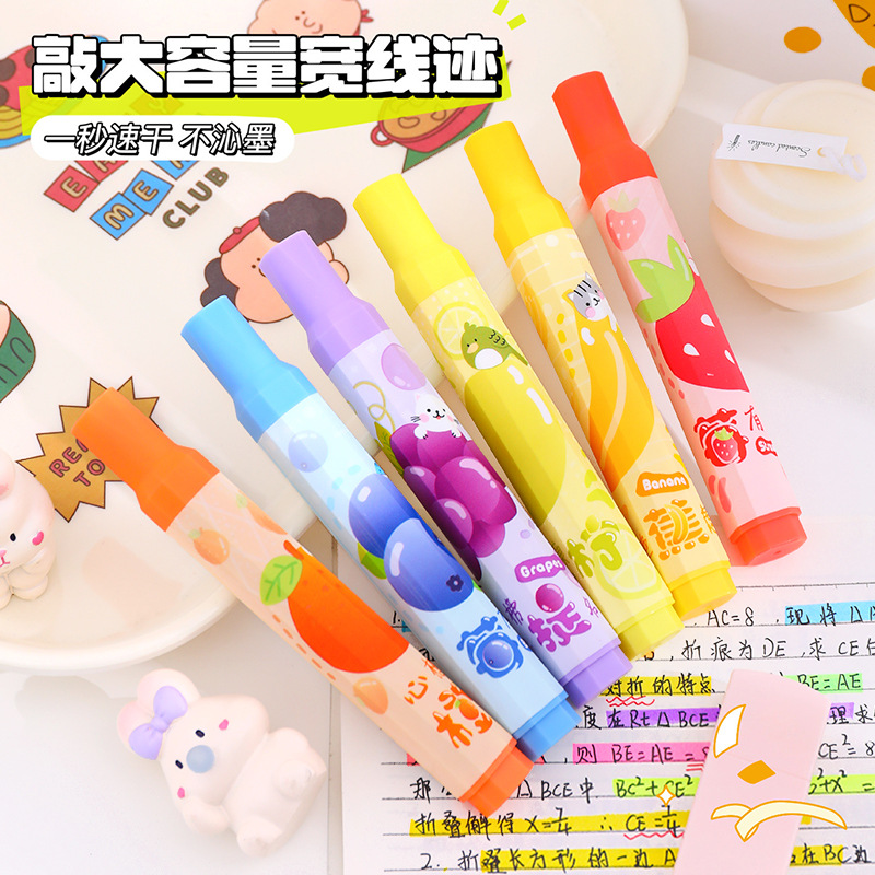 Gran capacidad resaltador estudiante pluma fluorescente color brillo marcador chica lindo rotulador