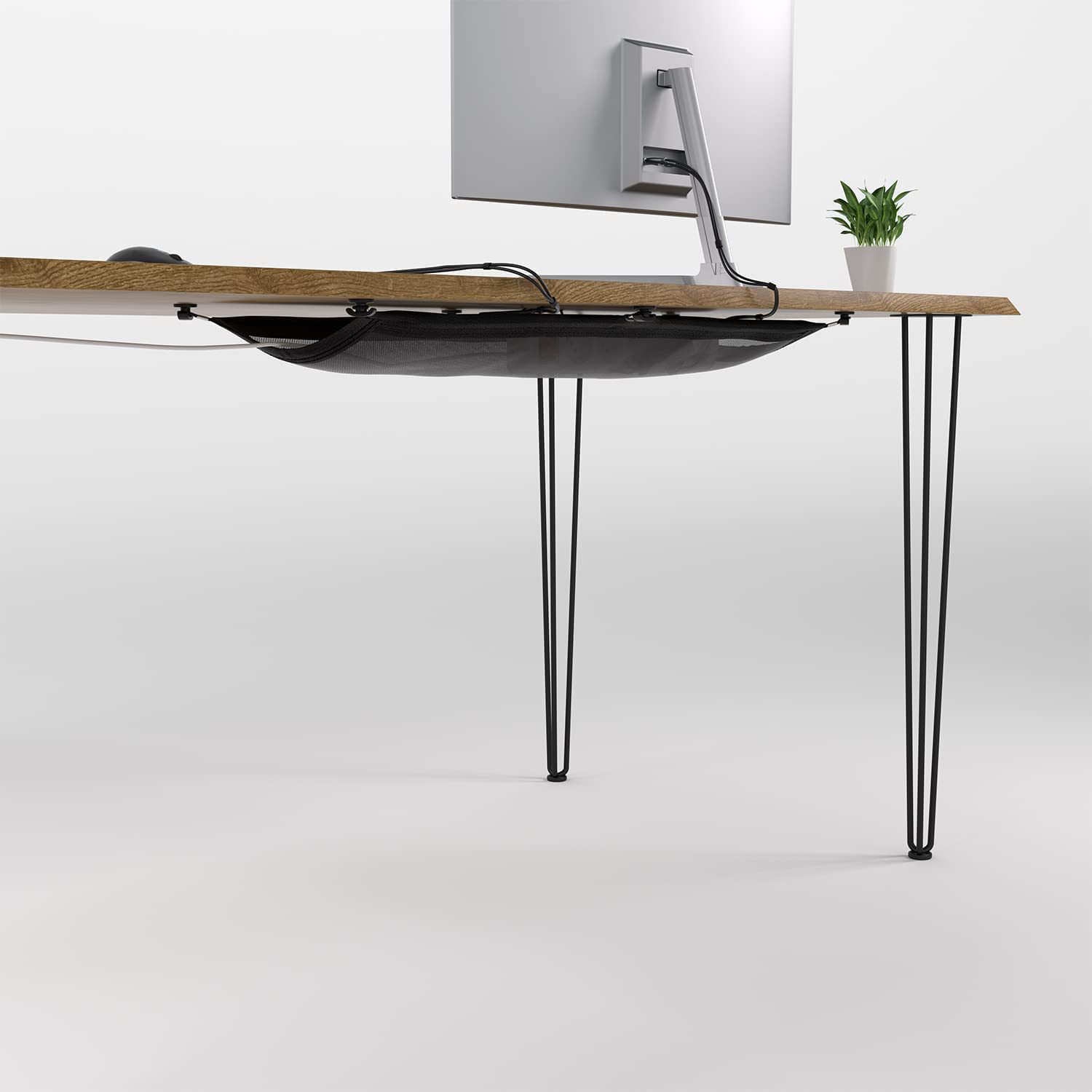 Conjunto de fondo de escritorio organizador de línea bolsa Gestor de cable bajo escritorio Red de bolsillo organizador de almacenamiento de alambre Winder