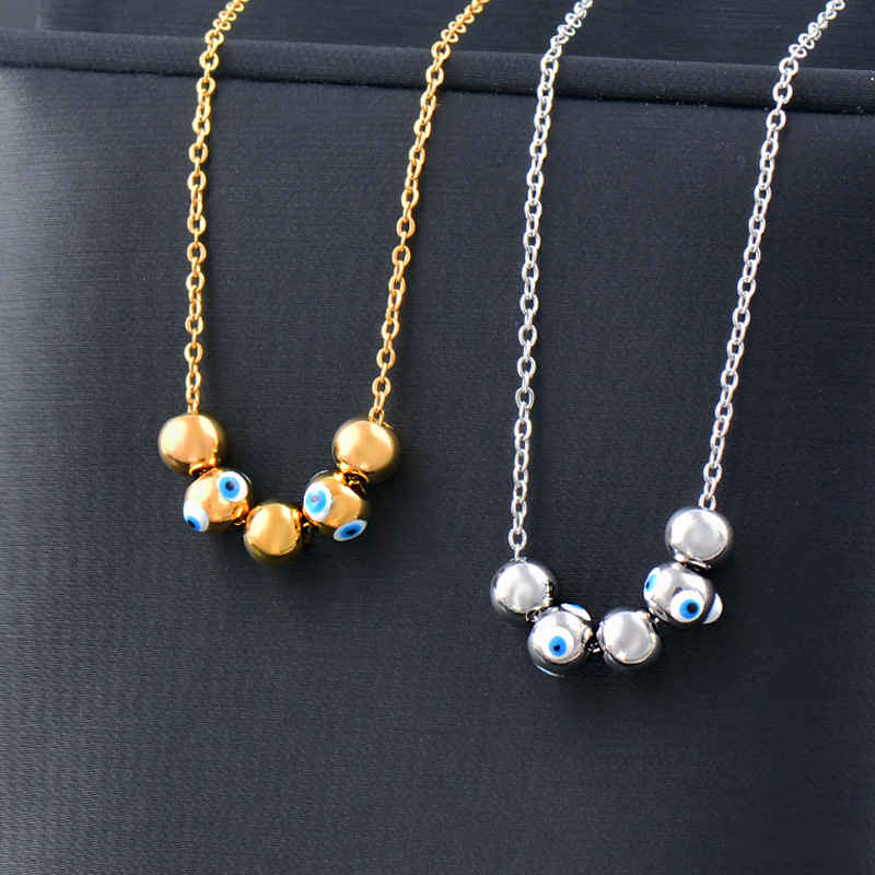 Fashion Devilu0027S Eye Titanium Steel Inlaid Gold Necklace 1 Piece