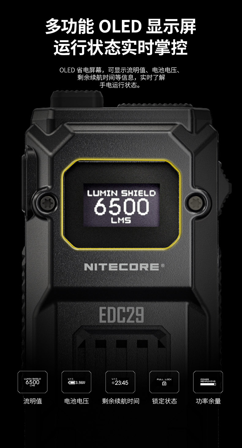 NITECORE Knight Cole EDC29 Tactical Strong Light Defense Charging Outdoor Search Ultra-thin Flashlight Portable