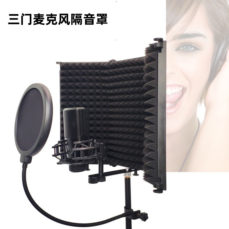Dihua micrófono de 3 puertas cubierta de aislamiento de sonido simple sala de estudio mezcla reducción de ruido a prueba de sonido de grabación de audio