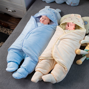 Baby Sleeping Bag Autumn and Winter Baby Sleeping Bag Kick-proof Foot-connected Infant Thickened One-piece Sleeping Bag