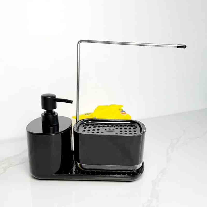 Caja de jabón de prensa manual Estante de trapo de acero inoxidable Descargador de detergente de cocina Estante de escritorio Caja de jabón