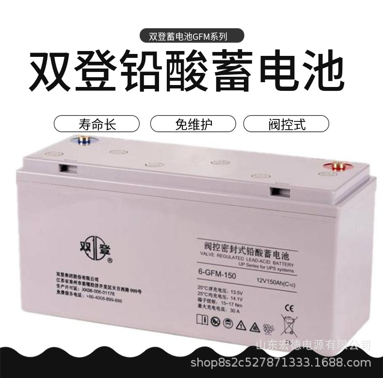 双登蓄电池6-GFM-100 阀控式铅酸免维护12V100AH太阳能蓄电池