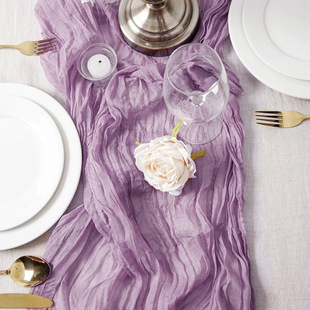 Bali yarn crepe table runner wedding party decoration activity layout pleated gauze polyester napkin cloth factory wholesale