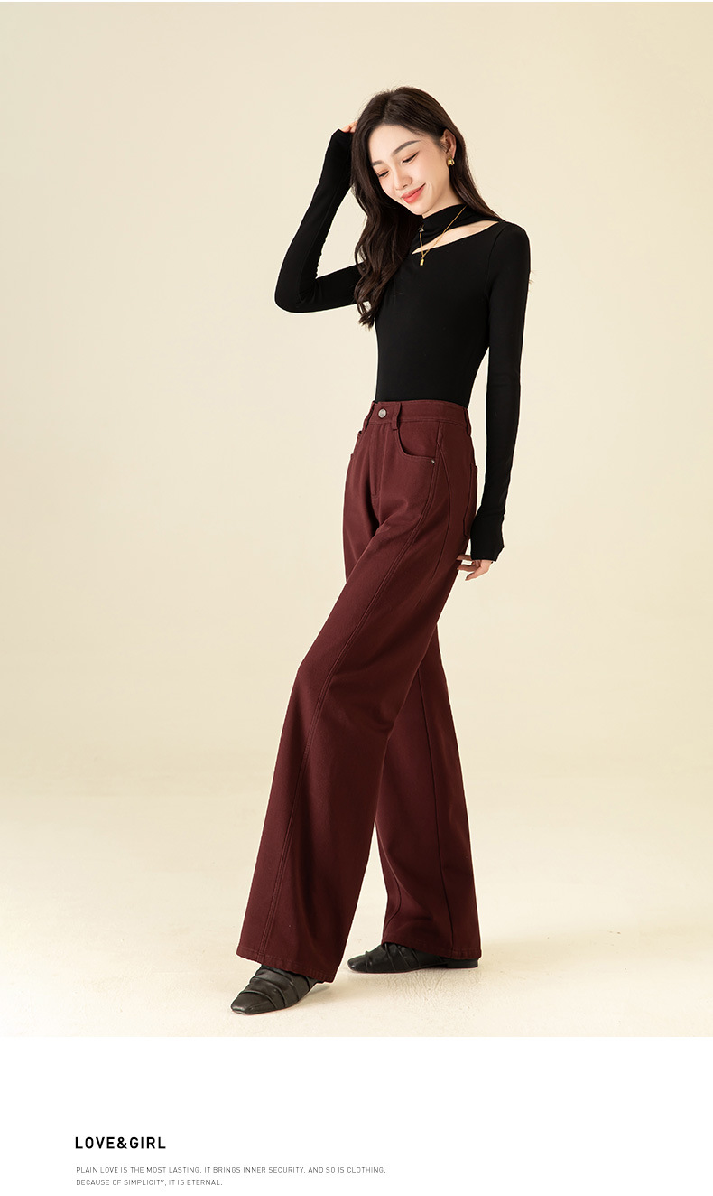 Quần ống rộng cotton linen lót lông mùa đông dáng suông ống thẳng — Màu cà phê chi tiết 21