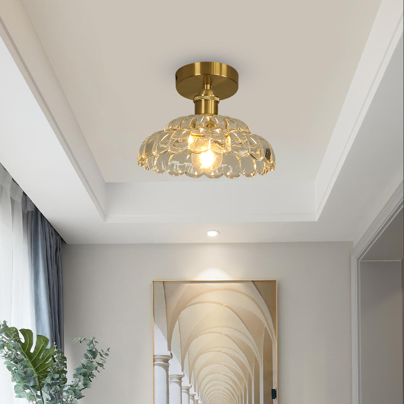 Lámpara de Araña Retro Japonesa de Cristal, Latón y Nogal, para Bodas, Escaparates, Cafeterías, Restaurantes, Bares, Mesitas de Noche